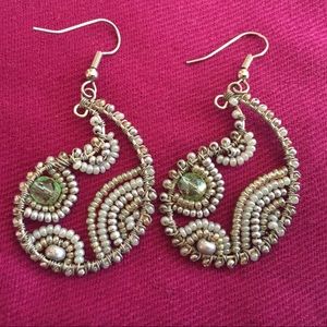 Paisley shaped beaded earrings